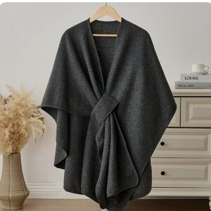 The Fleece Company dark gray drape shawl